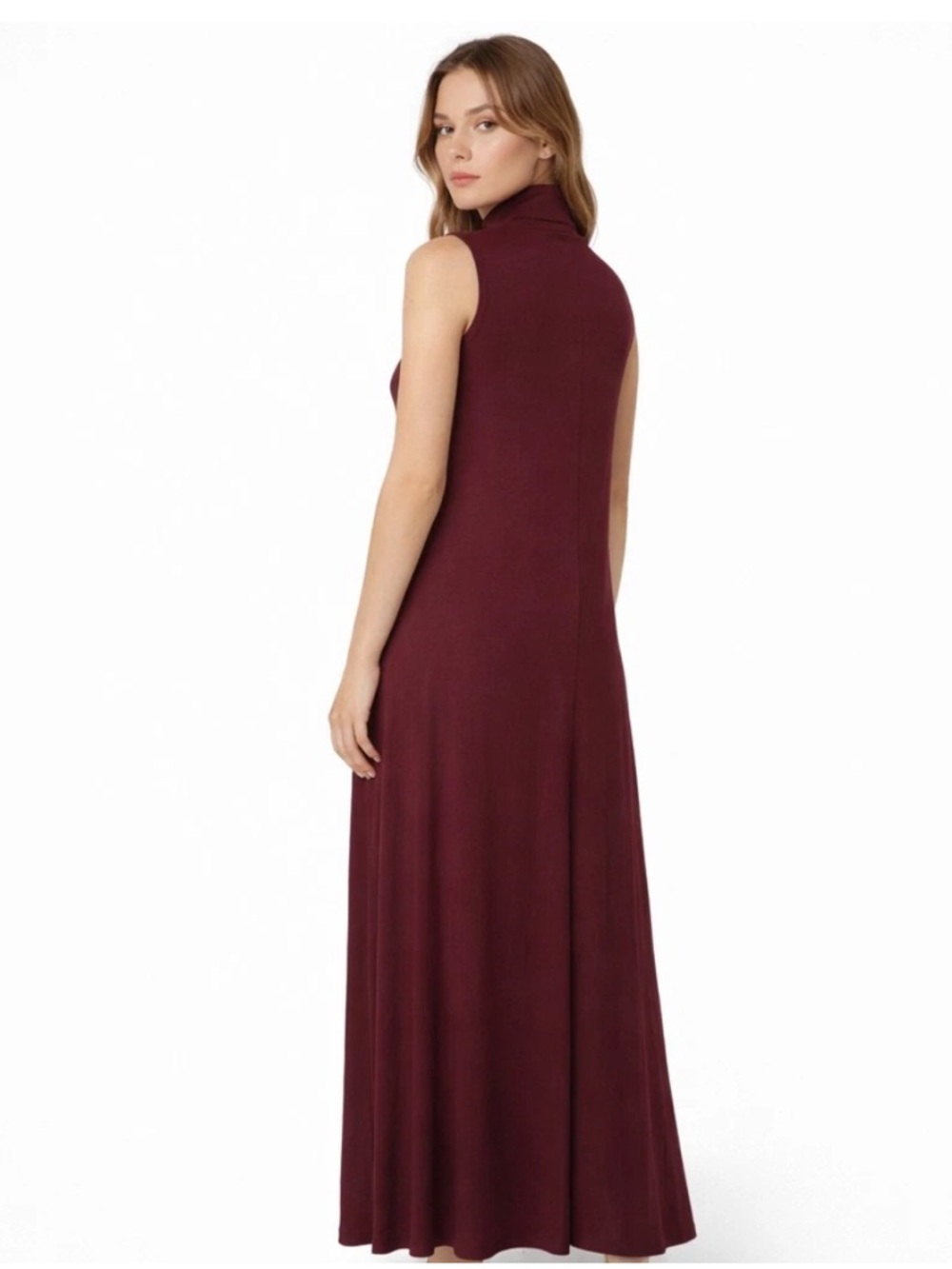 A New Day Ribbed Sleeveless Turtleneck Maxi Dress - Burgundy Size XS | NWT - Picture 4 of 7
